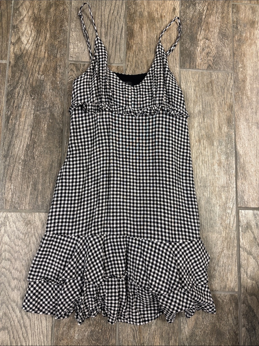 Rails Martina Gingham Print Ruffle Linen Dress